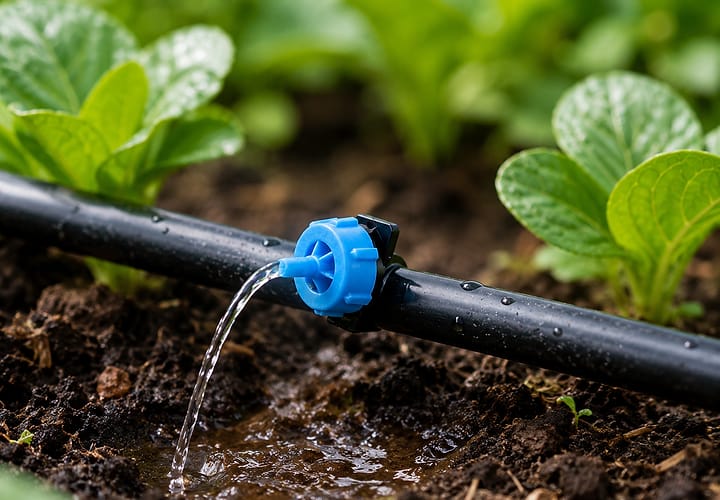 Drip irrigation adjustable dripper on LDPE pipe